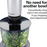 Hamilton Beach - Multiprocesadora eléctrica 4 en 1, con varilla licuadora, batidora + cuenco picador de alimentos y verduras de 3 tazas, 2 velocidades, 225 vatios, plata y acero inoxidable - Imagen 3