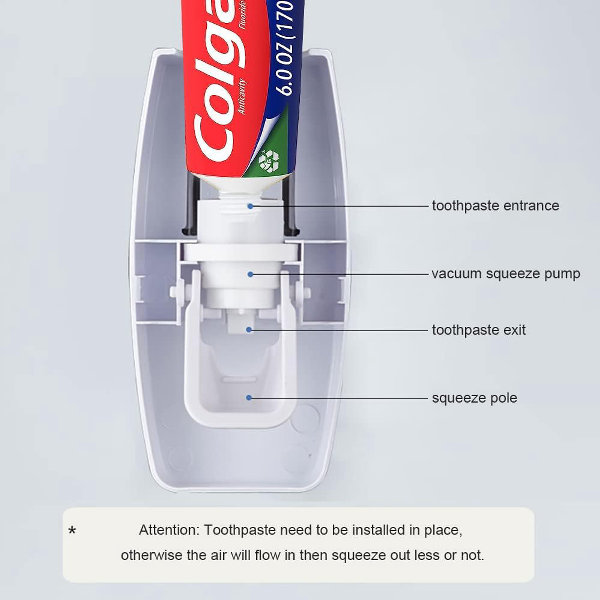 513Z3Is1-3L._AC_SL1000_.jpg Dispensador automático de cepillos de dientes para montaje en pared, exprimidor de pasta de dientes y soporte para cepillos de dientes para niños, uso familiar en el baño - Imagen 2
