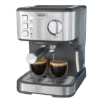 Oster Cafetera Espresso Compacta BVSTEM5502, 15 Bares de Presión, Prepara 2 Tazas, con Vaporizador y Accesorios, Acero Inoxidable