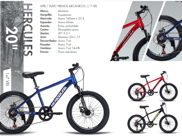 BICICLETA 20¨ MTB HERCULES PARA HOMBRES - Imagen 1