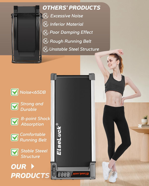 Caminadora para caminar para usar debajo del escritorio para el hogar y la oficina con control remoto, portátil de 2.5 caballos de fuerza para caminar, trotar, correr en pantalla LED - Imagen 6