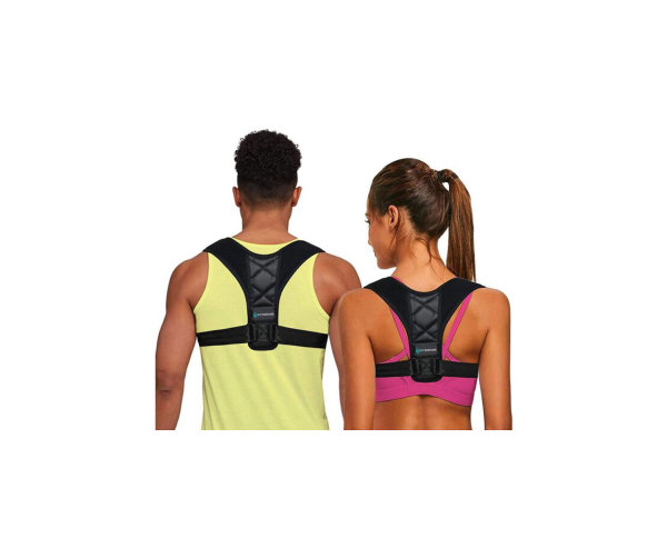 Corrector de postura para hombres y mujeres, diseño patentado de Estados Unidos, soporte superior ajustable para apoyo de clavícula y proporciona alivio del dolor del cuello, espalda y hombro (universal) - Imagen 1