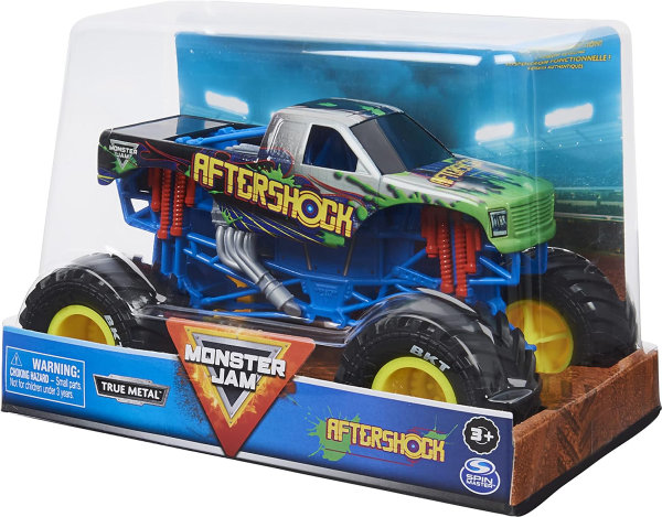 Monster Jam - Camión monstruo oficial Aftershock – Aftershock Collector escala 1:24 – Llantas cromadas y neumáticos BKT para uso en todos los sets de juego, coleccionable para fanáticos y - Imagen 5
