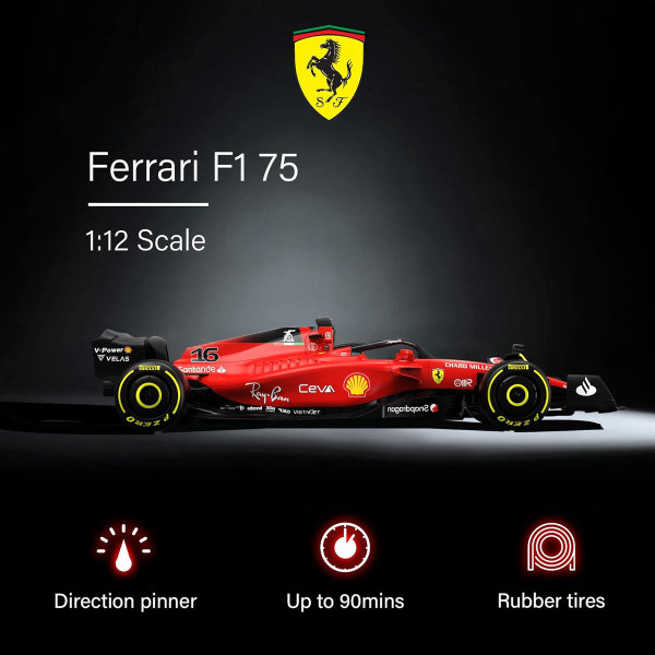 Auto de control remoto Ferrari F1 75 con licencia 1:12, colección F1 para niños y adultos, auto RC de 2.4 GHz para regalo (1:12 Ferrari F1 75) - Imagen 2