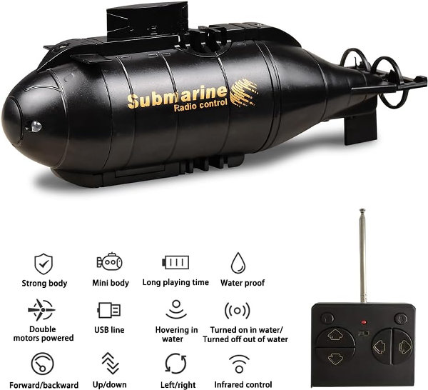 YEIBOBO ! 6 Canales Mini RC Submarine Toy (Negro) - Imagen 4