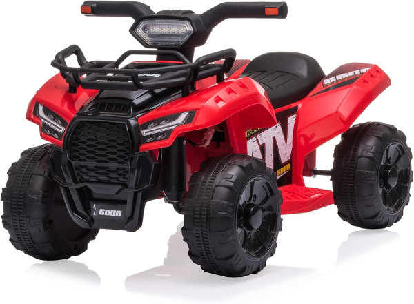 V4ePD0xm-rojo-1.jpg Cuatrimoto eléctrica de juguete con baterías de 6 Voltios, 4 ruedas, faros, MP3, USB, control de volumen y un asiento grande para regalar a niños y niñas de 1 a 3 años - Imagen 1