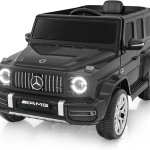 Automóvil eléctrico para niños de 12 V 7 AH – Mercedes Benz con licencia con ventana alta, 2 motores de 35 W, control remoto de 2.4 G, 3 velocidades, música, bocina y luces LED para niños pequeños