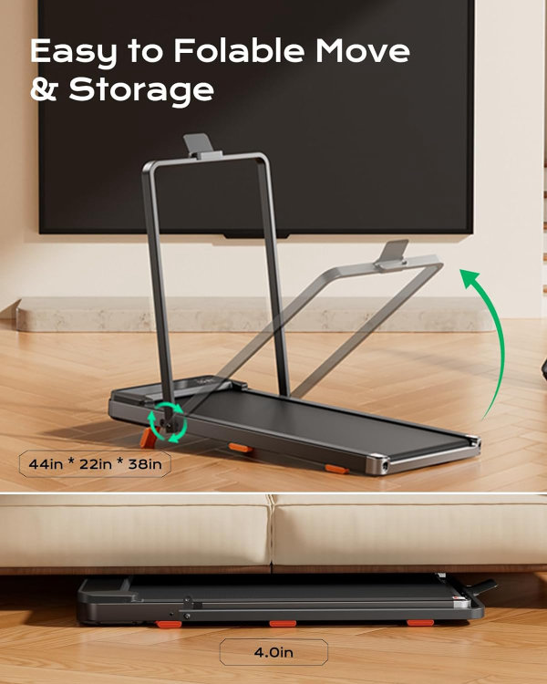 Caminadora con inclinación para oficina en casa, 2.5 HP portátil debajo del escritorio con capacidad de 265 libras, control remoto, pantalla LED - Imagen 4