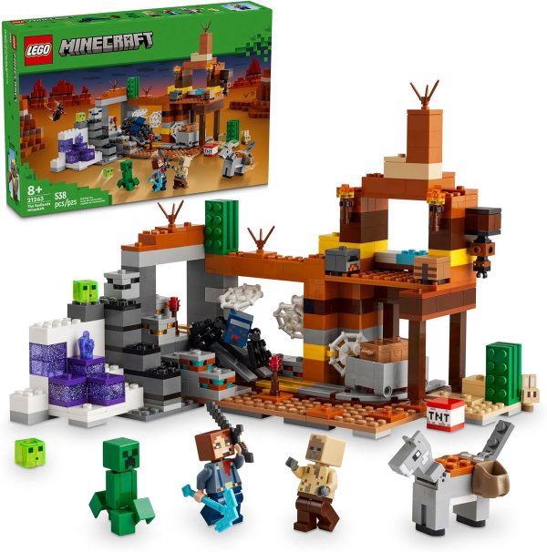 lego-verdad-1.jpg LEGO Minecraft The Badlands Mineshaft - Juguete de videojuego, juego de exploración minera con minifiguras de Minecraft, regalo de cumpleaños para niños y niñas, juguete de Minecraft lleno de acción - Imagen 1
