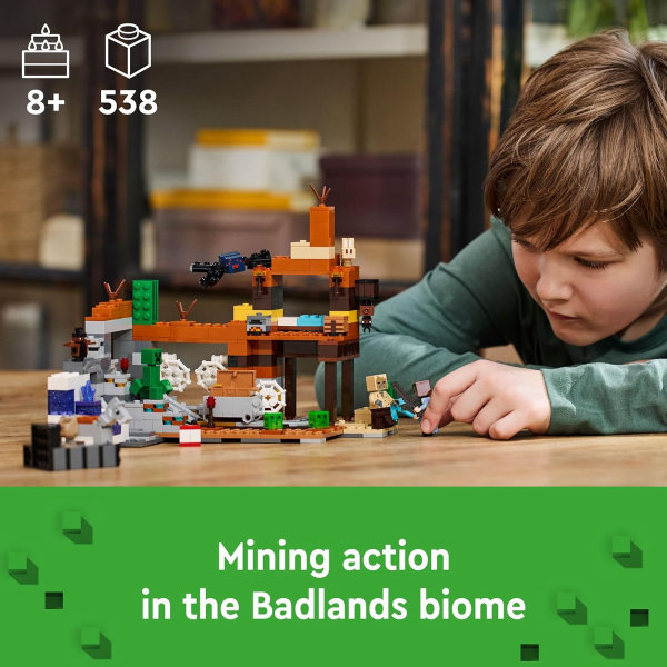 LEGO Minecraft The Badlands Mineshaft - Juguete de videojuego, juego de exploración minera con minifiguras de Minecraft, regalo de cumpleaños para niños y niñas, juguete de Minecraft lleno de acción - Imagen 2