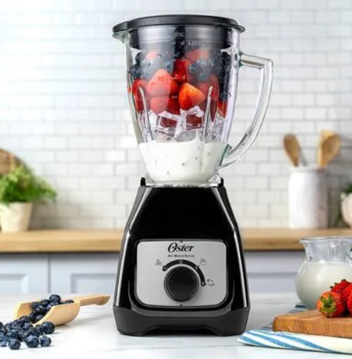 Licuadora Oster con vaso de vidrio y control de perilla - Imagen 1