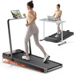 Caminadora con inclinación para oficina en casa, 2.5 HP portátil debajo del escritorio con capacidad de 265 libras, control remoto, pantalla LED