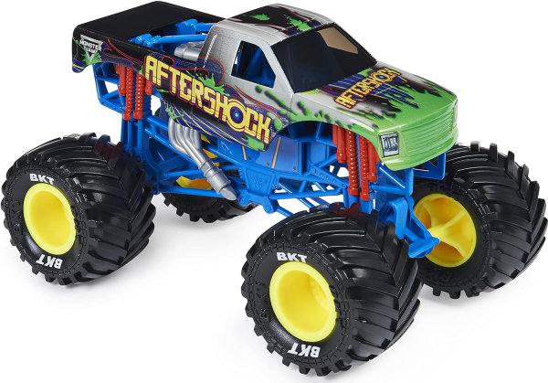 yqHcUv18-2.jpg Monster Jam - Camión monstruo oficial Aftershock – Aftershock Collector escala 1:24 – Llantas cromadas y neumáticos BKT para uso en todos los sets de juego, coleccionable para fanáticos y - Imagen 1